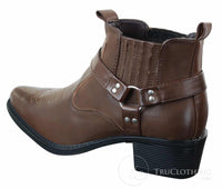 CLASSIQUE MBO 3136 Herr Bruna Svarta Ankelstövlar Läder Slip On Cowboy Western Riding Spänne