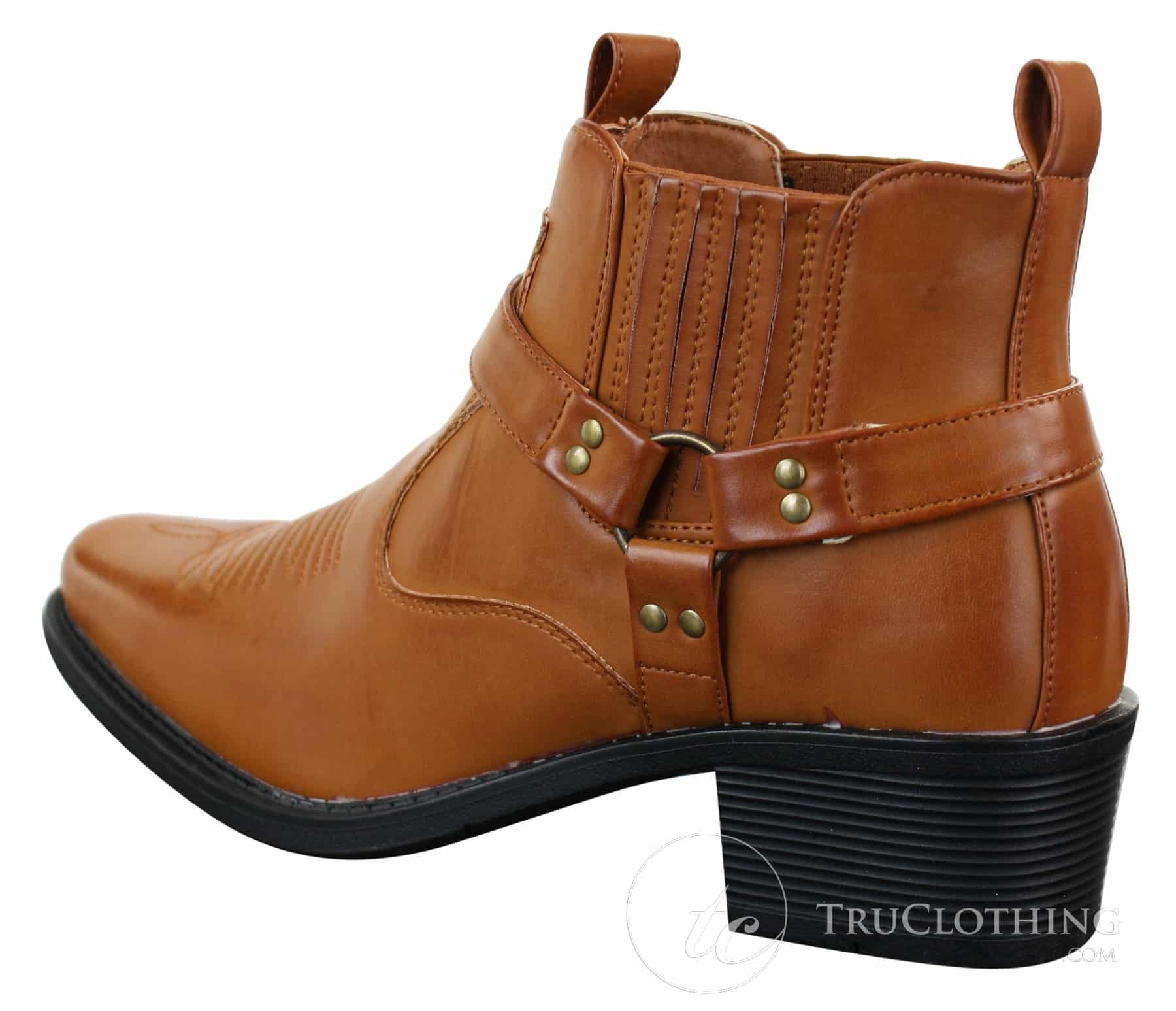 CLASSIQUE MBO 3136 Herr Bruna Svarta Ankelstövlar Läder Slip On Cowboy Western Riding Spänne