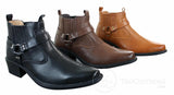 CLASSIQUE MBO 3136 Herr Bruna Svarta Ankelstövlar Läder Slip On Cowboy Western Riding Spänne