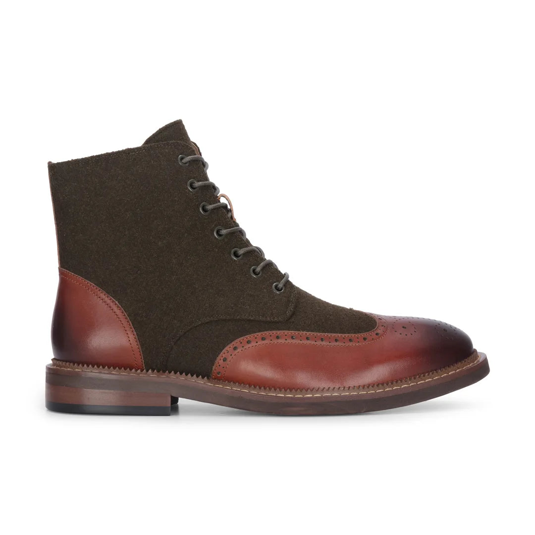 Clifford - Herr Khaki Bruna Brogue Läder Ankelstövlar
