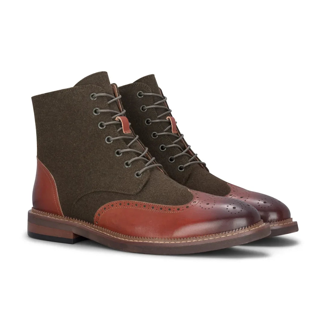 Clifford - Herr Khaki Bruna Brogue Läder Ankelstövlar