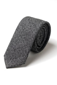 Jämför färg Herrslips i tweed med fiskbensmönster, rutmönster, klassisk grå