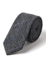 Jämför färg Herrslips i tweed med fiskbensmönster i grått och klassiskt rutmönster