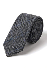 Jämför färg Herrslips i tweed med fiskbensmönster i grått och klassiskt rutmönster