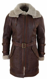 Herr 3/4 Shearling fårskinn långjacka