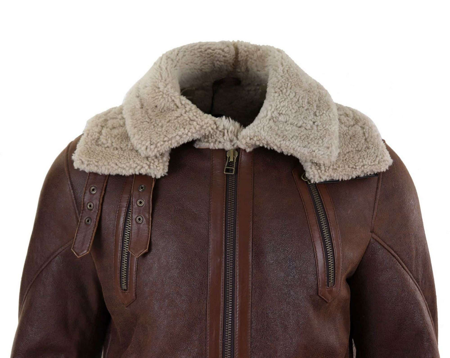 Herr 3/4 Shearling fårskinn långjacka