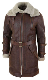 Herr 3/4 Shearling fårskinn långjacka