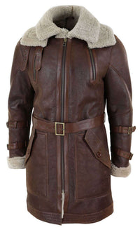 Herr 3/4 Shearling fårskinn långjacka