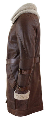 Herr 3/4 Shearling fårskinn långjacka