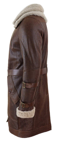 Herr 3/4 Shearling fårskinn långjacka