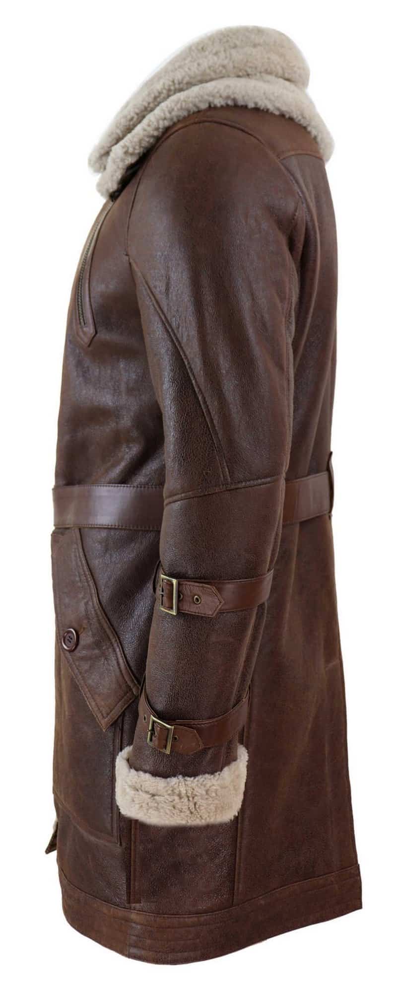 Herr 3/4 Shearling fårskinn långjacka