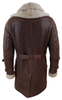 Herr 3/4 Shearling fårskinn långjacka