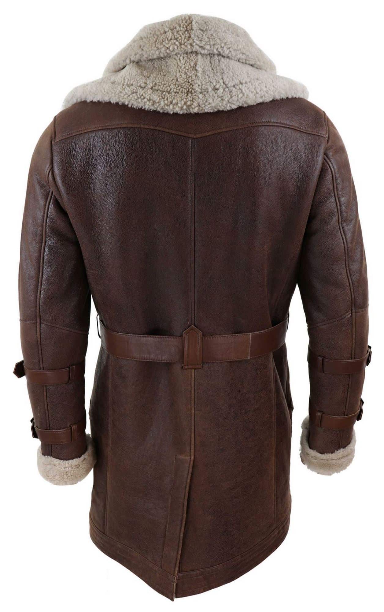 Herr 3/4 Shearling fårskinn långjacka