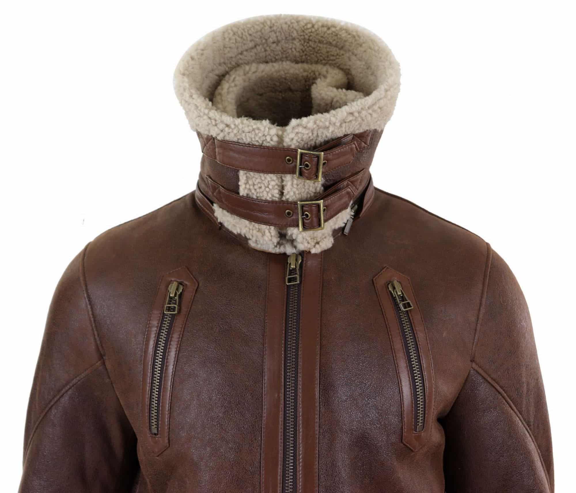 Herr 3/4 Shearling fårskinn långjacka
