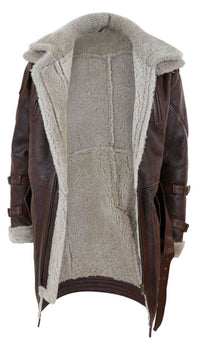 Herr 3/4 Shearling fårskinn långjacka