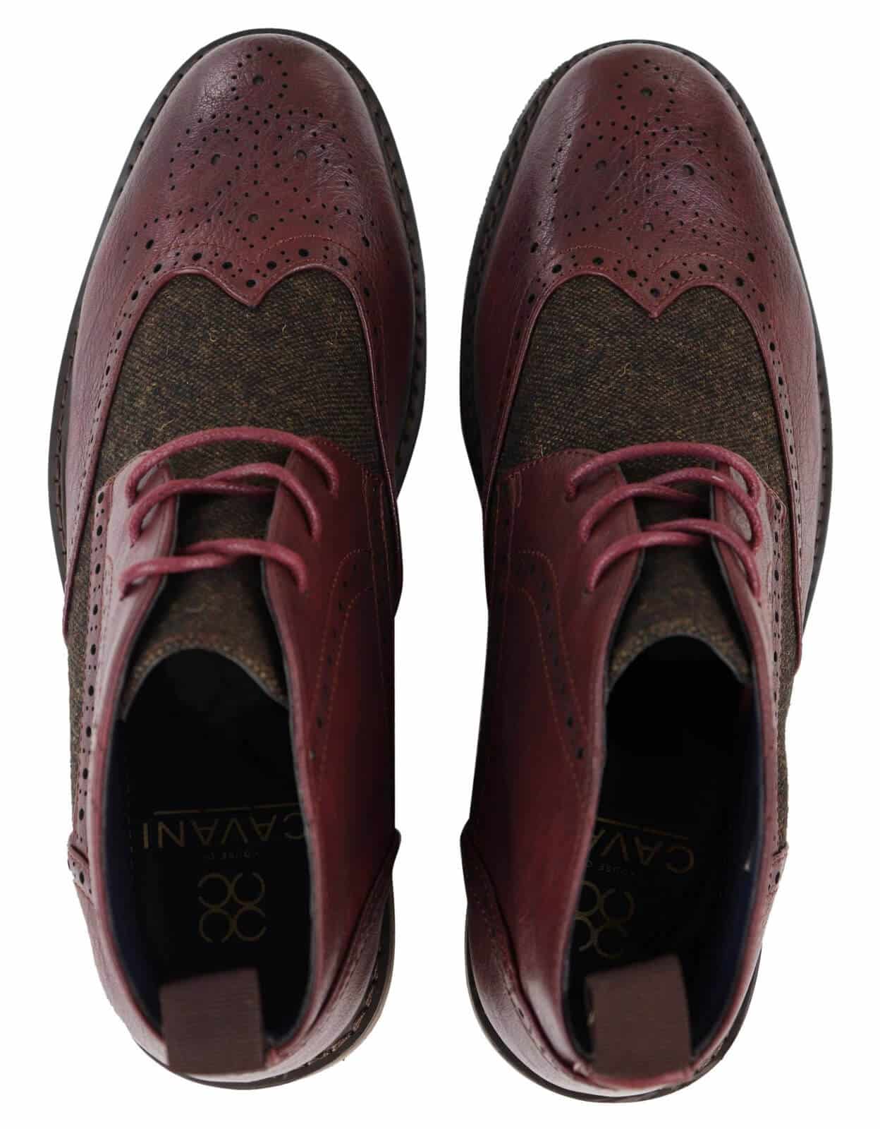 Herrstövlar i läder och tweed med snörning