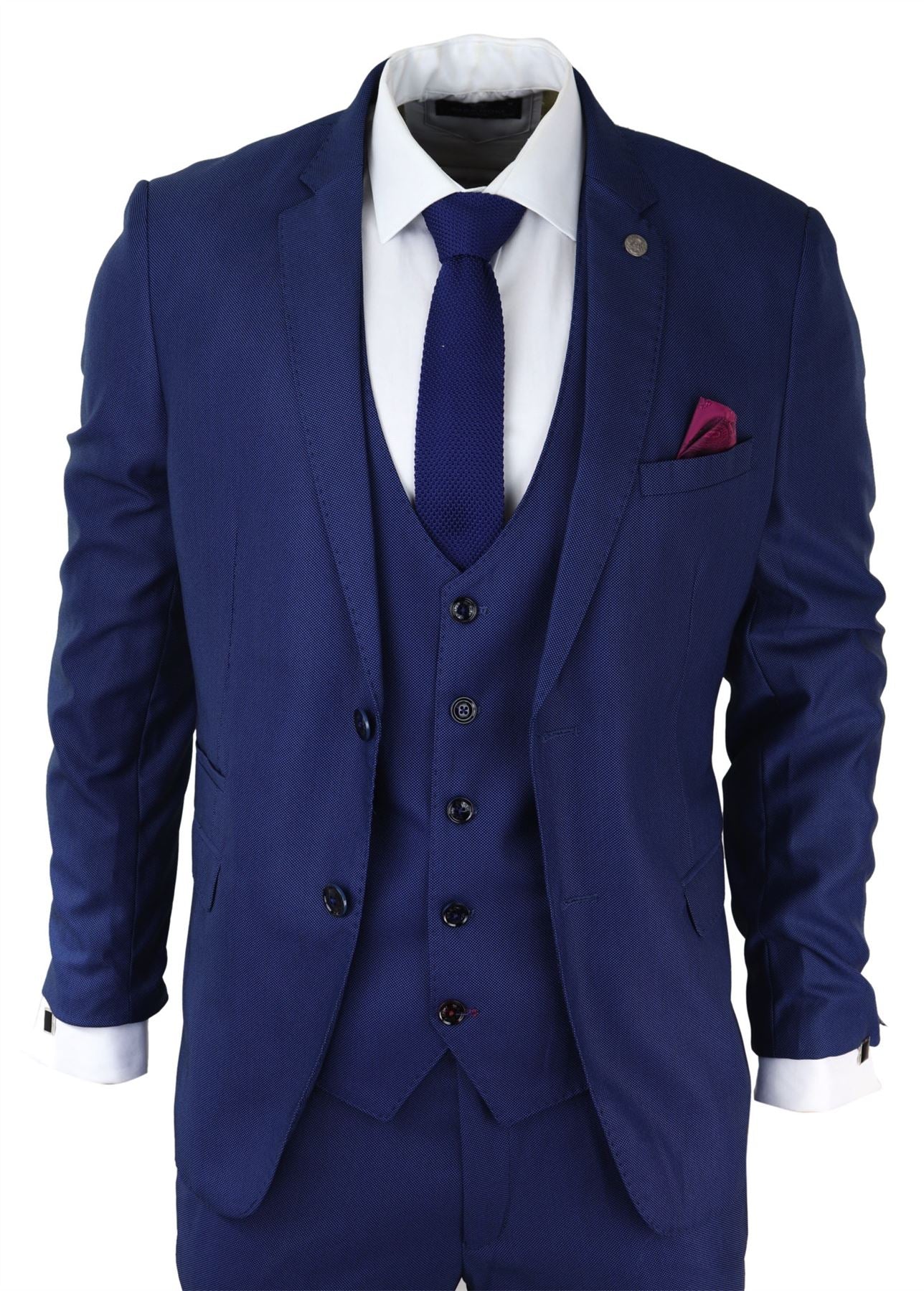 Herr 3-delad kungblå kostym Slim fit Klassisk brudgum Marc Darcy Danny Klassisk bröllopskostym