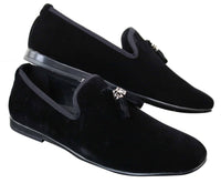 Elong dd0019 - Herr Sammets Slip On Mocka Tofsiga Bilskor Loafers Smart Casual Vin Marinblå