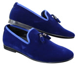 Elong dd0019 - Herr Sammets Slip On Mocka Tofsiga Bilskor Loafers Smart Casual Vin Marinblå