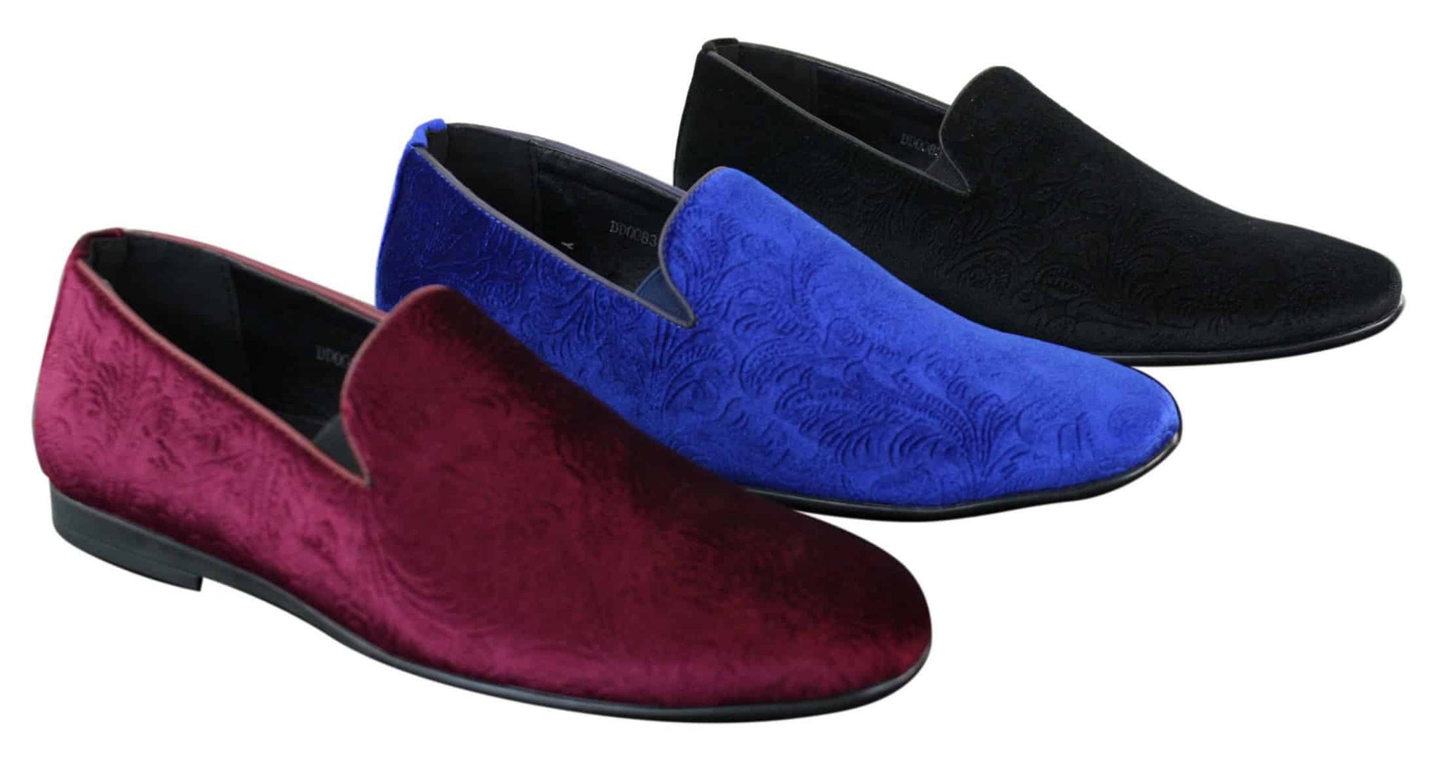 Elong DD0083 - Herr Sammets Slip On Paisley Körskor Loafers Smart Casual Vin Marinblå Svart