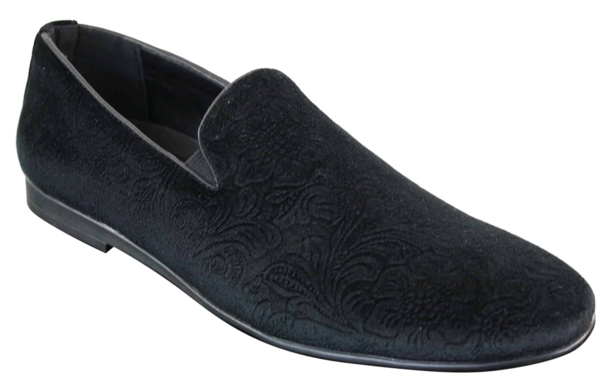 Elong DD0083 - Herr Sammets Slip On Paisley Körskor Loafers Smart Casual Vin Marinblå Svart