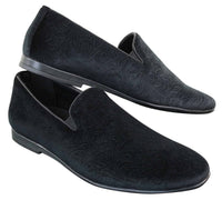 Elong DD0083 - Herr Sammets Slip On Paisley Körskor Loafers Smart Casual Vin Marinblå Svart
