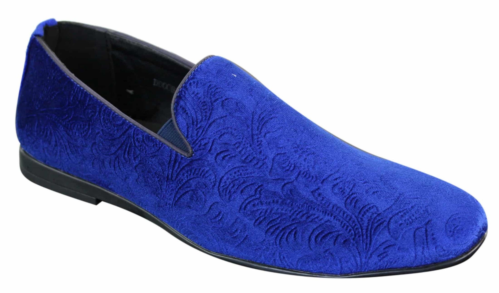 Elong DD0083 - Herr Sammets Slip On Paisley Körskor Loafers Smart Casual Vin Marinblå Svart