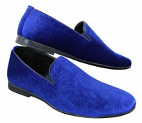 Elong DD0083 - Herr Sammets Slip On Paisley Körskor Loafers Smart Casual Vin Marinblå Svart