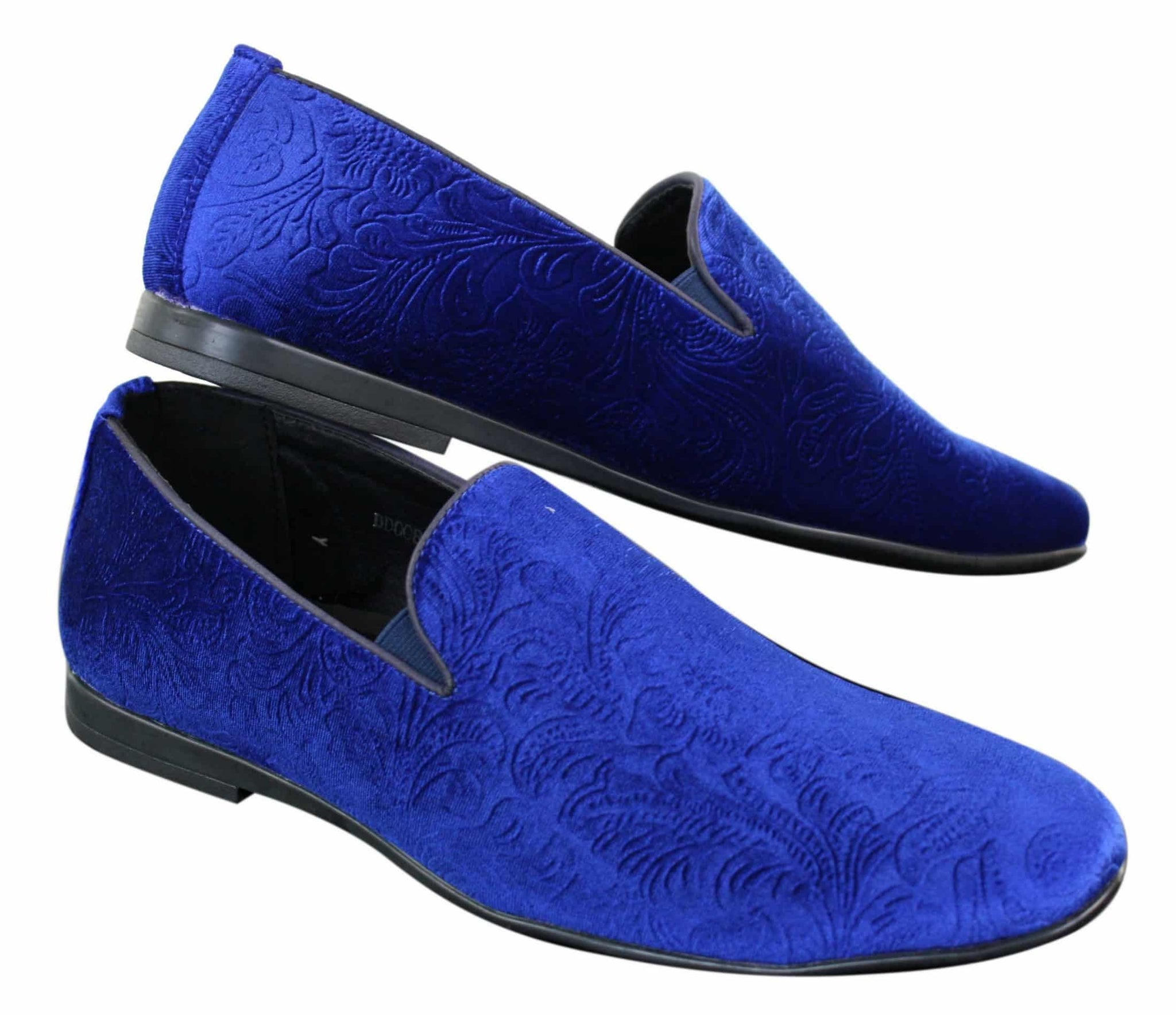 Elong DD0083 - Herr Sammets Slip On Paisley Körskor Loafers Smart Casual Vin Marinblå Svart