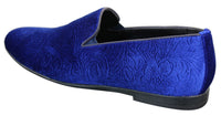Elong DD0083 - Herr Sammets Slip On Paisley Körskor Loafers Smart Casual Vin Marinblå Svart
