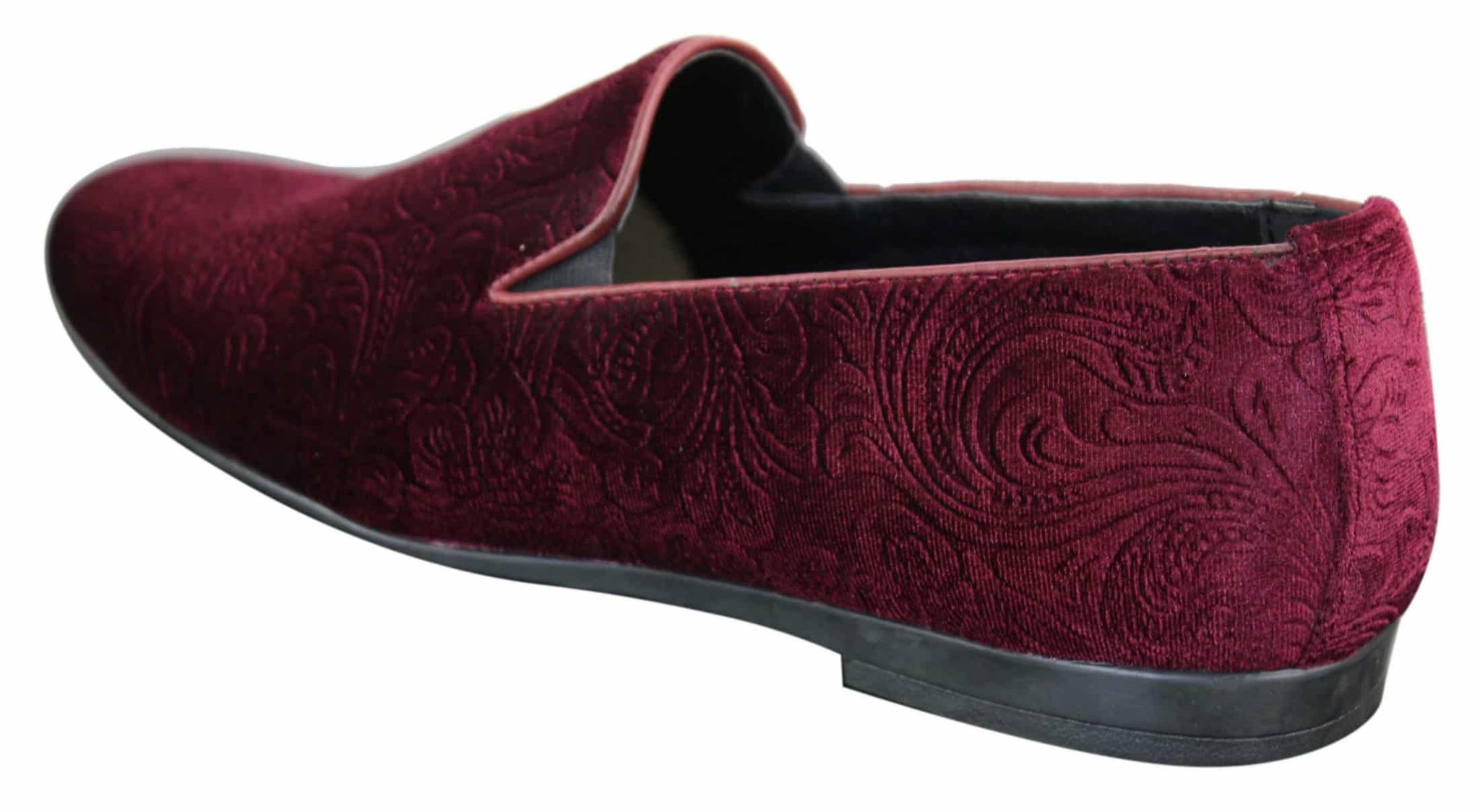 Elong DD0083 - Herr Sammets Slip On Paisley Körskor Loafers Smart Casual Vin Marinblå Svart