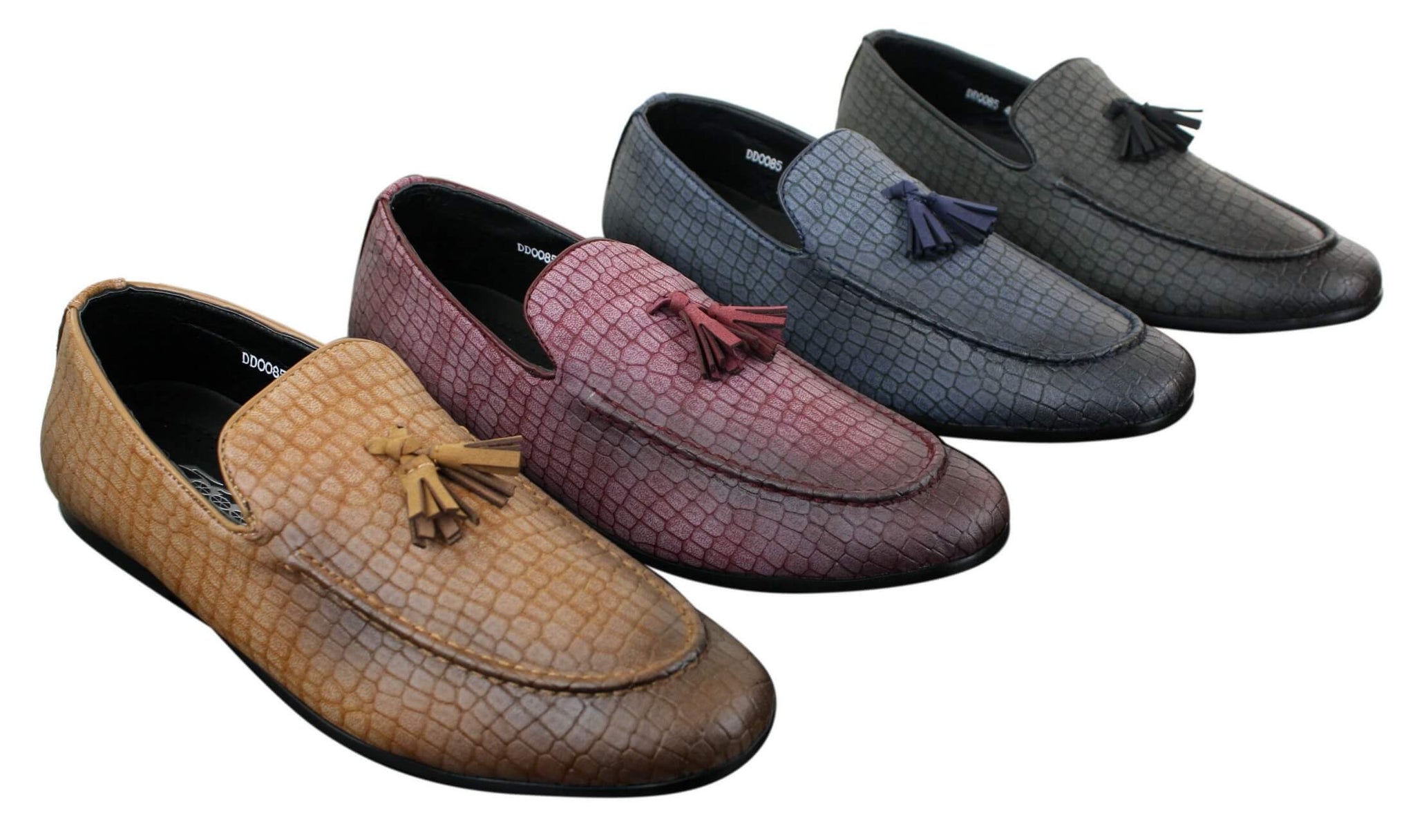 Elong DD0085 - Herr Loafers i PU med ormskinn och krokodilmönster, slip-on, bekväma vintage-skor