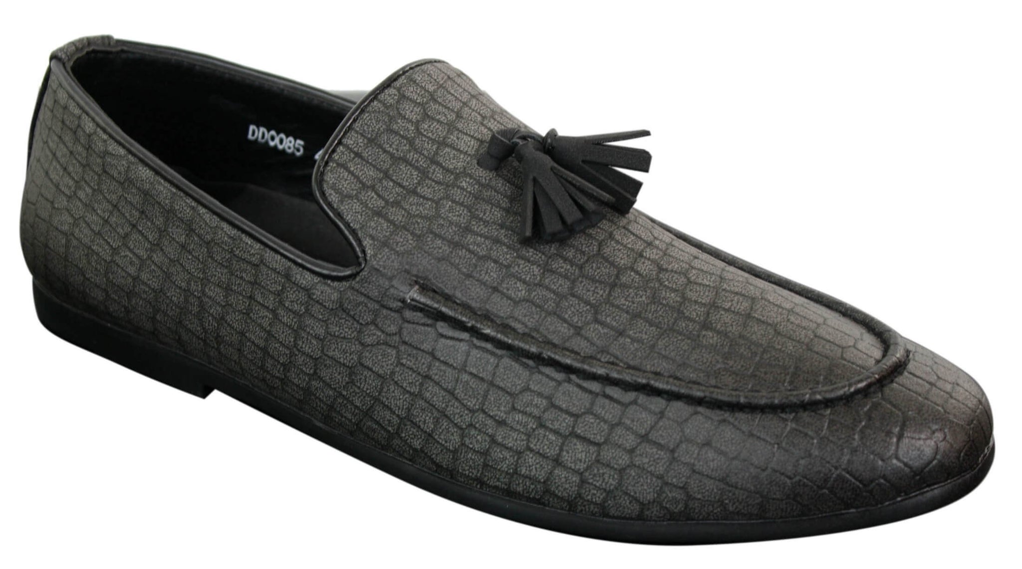 Elong DD0085 - Herr Loafers i PU med ormskinn och krokodilmönster, slip-on, bekväma vintage-skor
