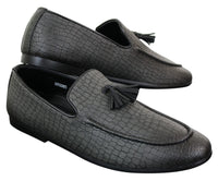 Elong DD0085 - Herr Loafers i PU med ormskinn och krokodilmönster, slip-on, bekväma vintage-skor