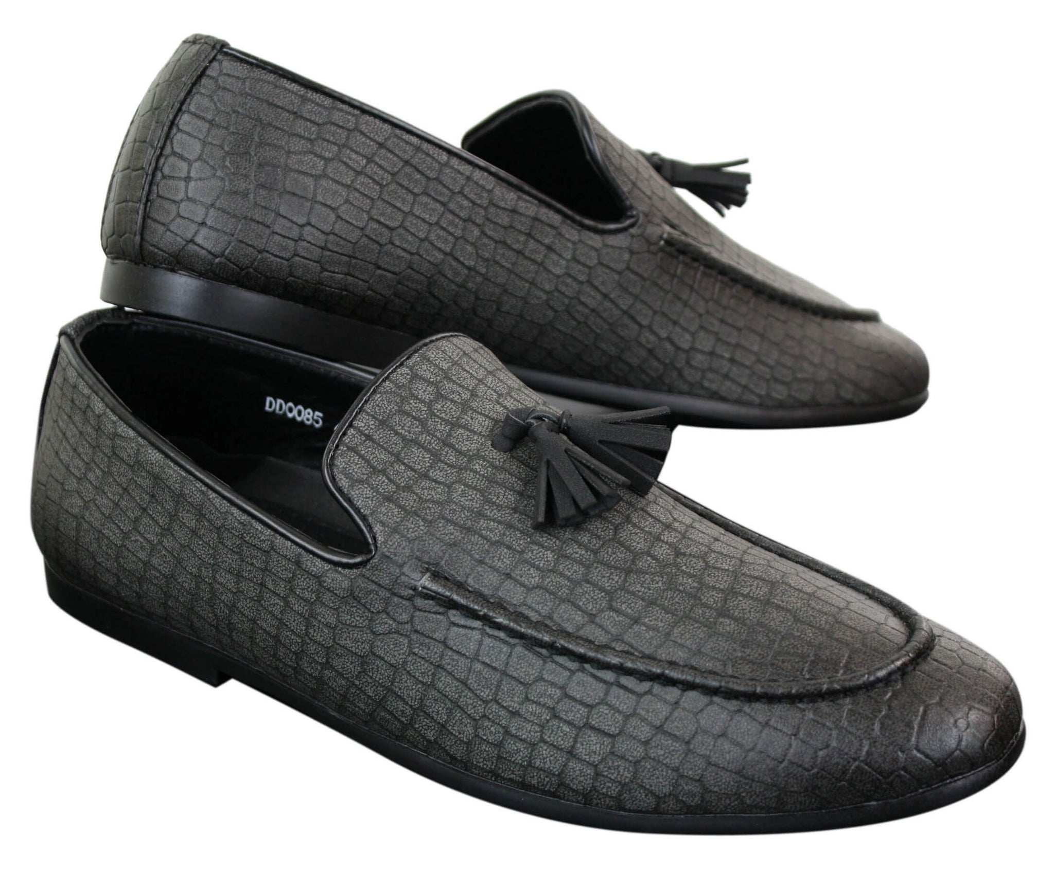 Elong DD0085 - Herr Loafers i PU med ormskinn och krokodilmönster, slip-on, bekväma vintage-skor
