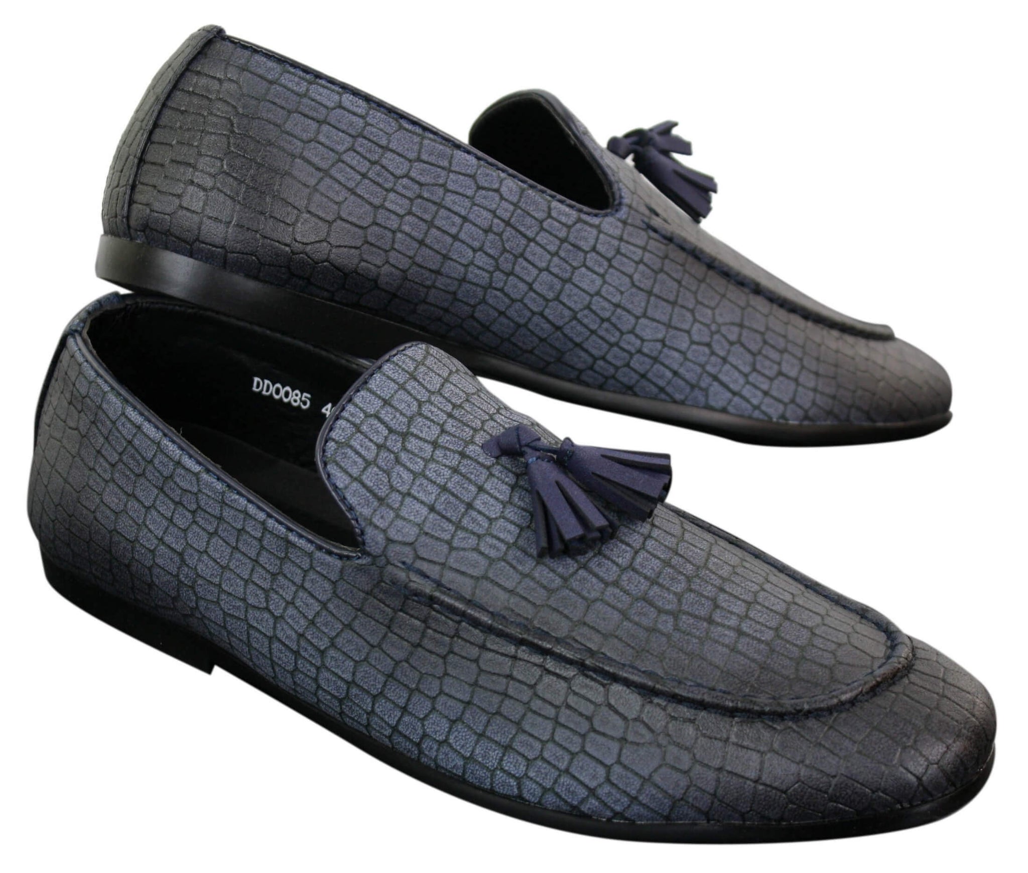 Elong DD0085 - Herr Loafers i PU med ormskinn och krokodilmönster, slip-on, bekväma vintage-skor