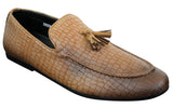 Elong DD0085 - Herr Loafers i PU med ormskinn och krokodilmönster, slip-on, bekväma vintage-skor