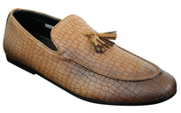 Elong DD0085 - Herr Loafers i PU med ormskinn och krokodilmönster, slip-on, bekväma vintage-skor