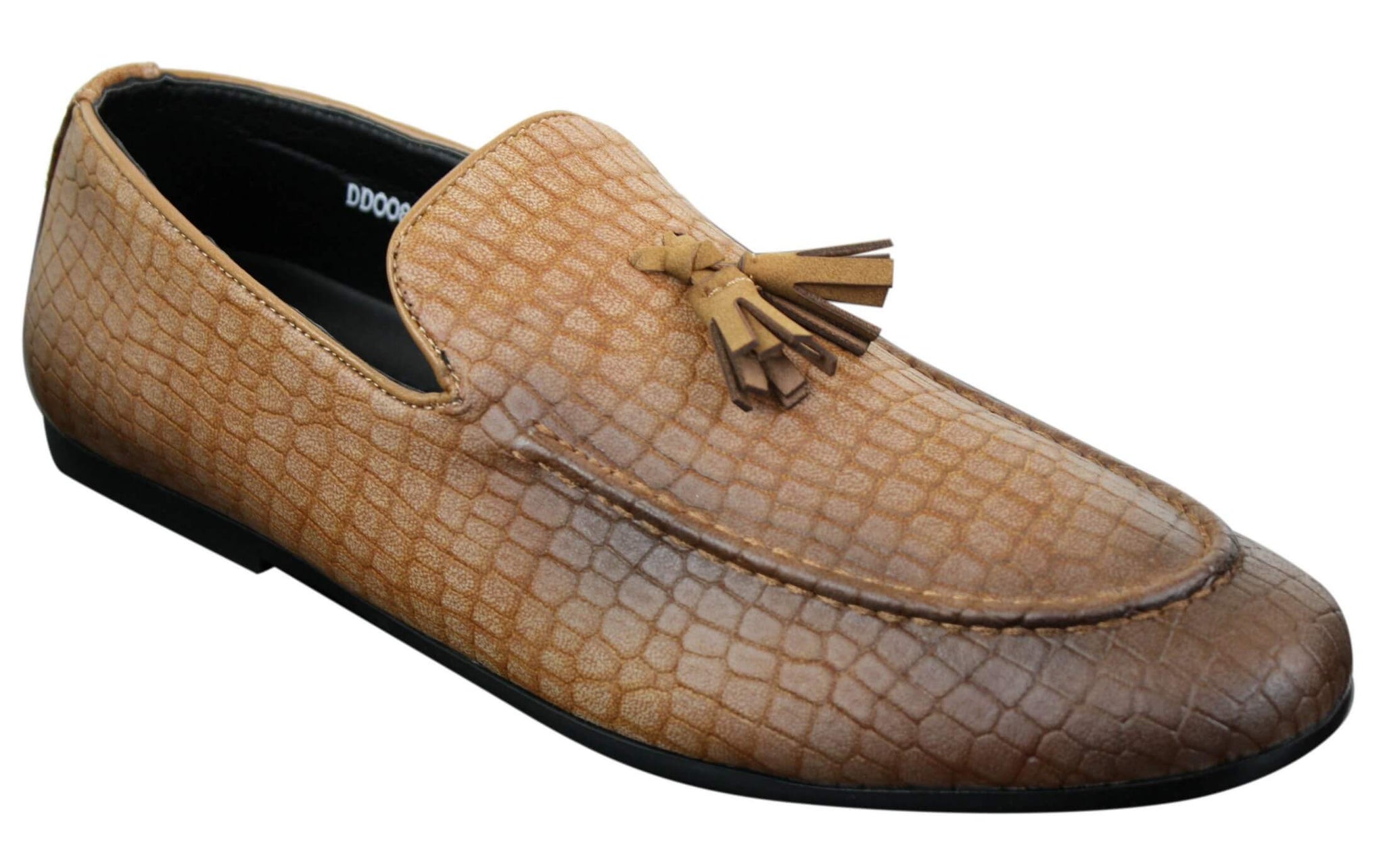 Elong DD0085 - Herr Loafers i PU med ormskinn och krokodilmönster, slip-on, bekväma vintage-skor