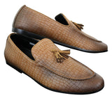 Elong DD0085 - Herr Loafers i PU med ormskinn och krokodilmönster, slip-on, bekväma vintage-skor