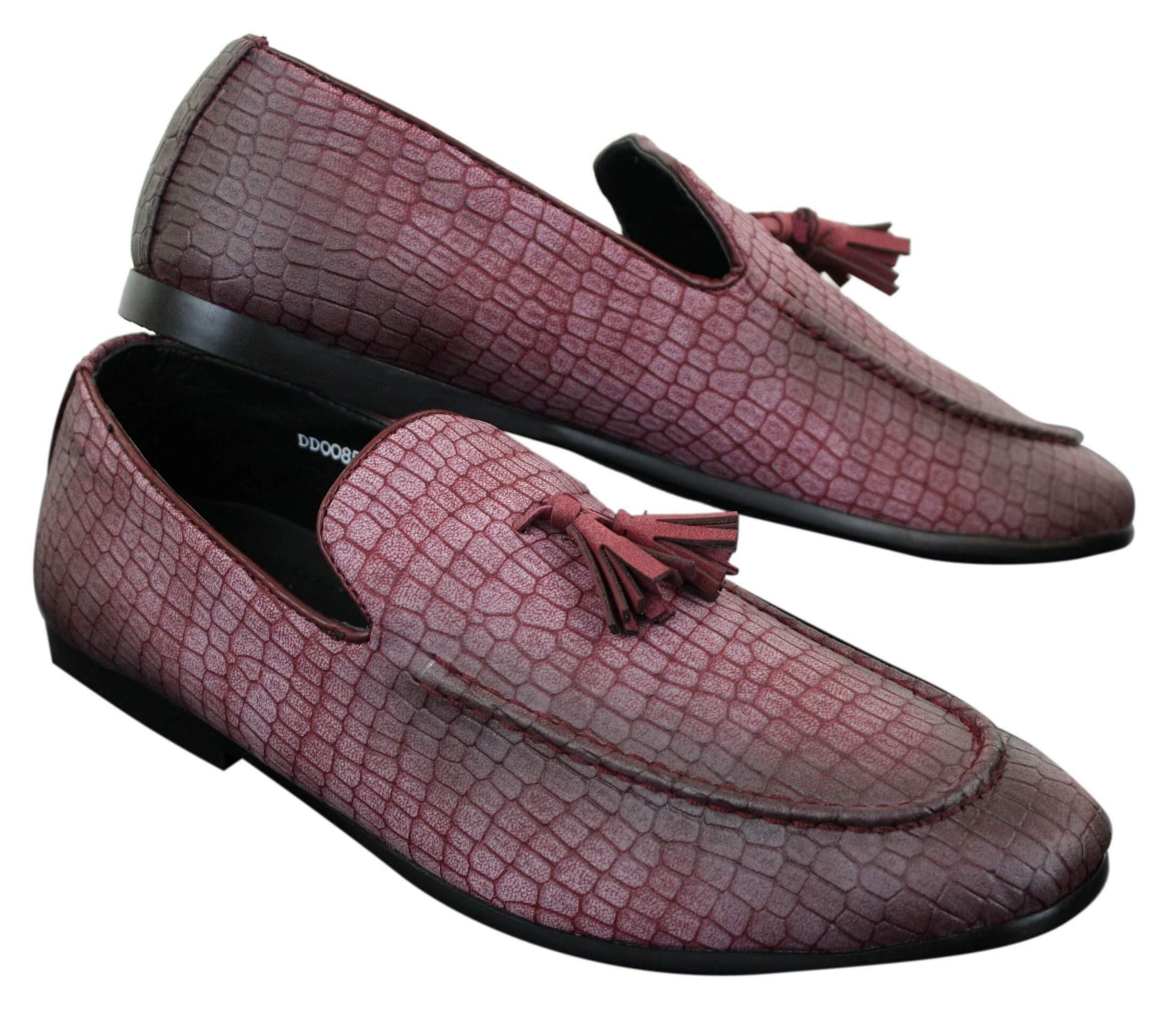 Elong DD0085 - Herr Loafers i PU med ormskinn och krokodilmönster, slip-on, bekväma vintage-skor