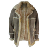 Herr Beige Krämbrun Original 3/4 Lång Fårskinnsjacka