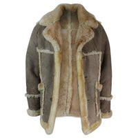 Herr Beige Krämbrun Original 3/4 Lång Fårskinnsjacka