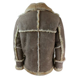 Herr Beige Krämbrun Original 3/4 Lång Fårskinnsjacka