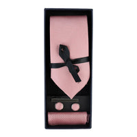 Diamantringad Rosa Slips Presentset Näsduk Manschettknappar Nål Slips För Skjorta Satin