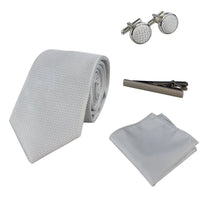 Diamanthalsband Silver Slips Presentset Näsduk Manschettknappar Nål Slips För Skjorta Satin