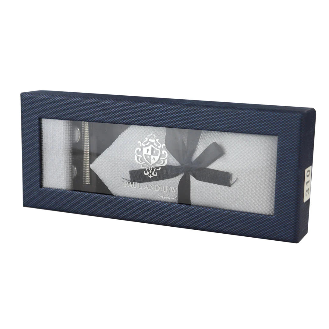 Diamanthalsband Silver Slips Presentset Näsduk Manschettknappar Nål Slips För Skjorta Satin