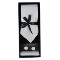 Diamanthalsband Silver Slips Presentset Näsduk Manschettknappar Nål Slips För Skjorta Satin