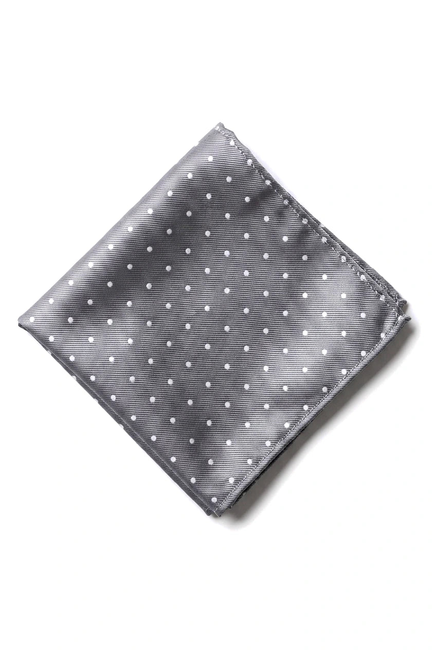 Prickig Silverfärgad Slips Presentset Näsduk Manschettknappar Slipsnål Prickig Satin