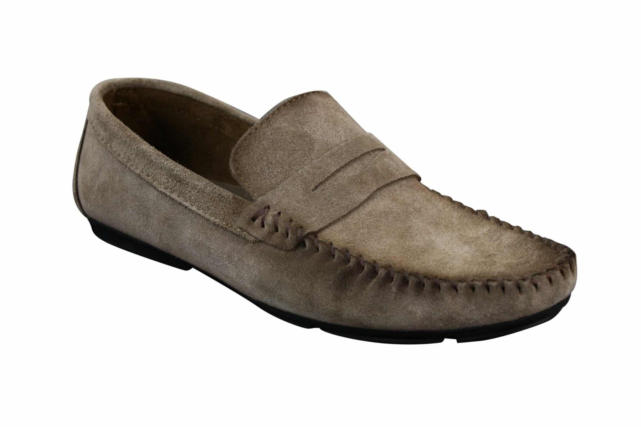 Herrskor i äkta mocka, tvättade designerslip-on, mockasiner och eleganta vardagsskor